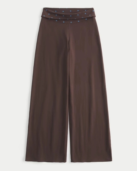 Hollister Callie Reversible Knit Foldover Waist Wide-Leg Pants