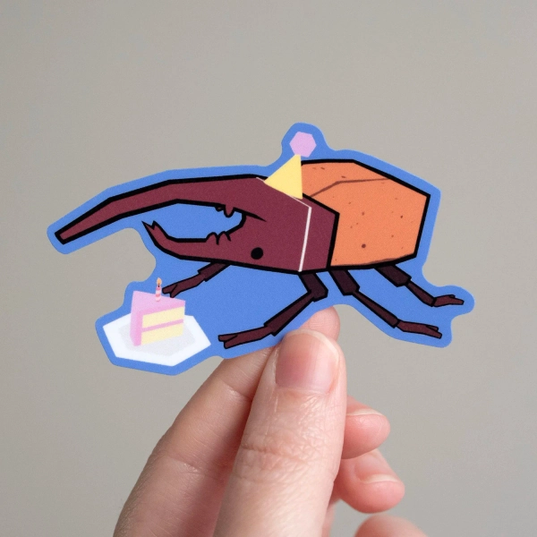 Birthday Hercules Beetle Sticker — Sneepsnorp3D