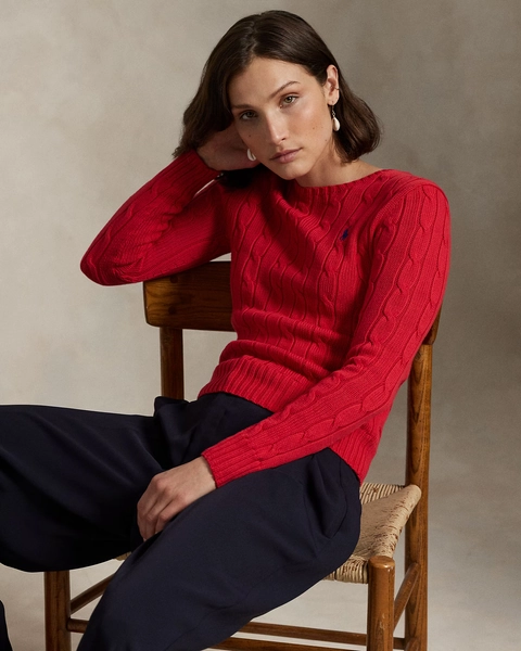 Cable-Knit Cotton Crewneck Sweater | Ralph Lauren