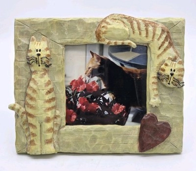 Cat Connoisseur Picture Frame 3D Resin 6"Tx7.5W" Holds 4x4" Photo | eBay