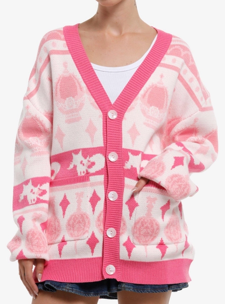 Steady Hands Puella Magi Madoka Magica Pattern Knit Girls Oversized Cardigan