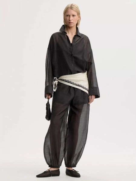 By Malene Birger Lumas Tailored Silk Blend Organza Trousers, Black