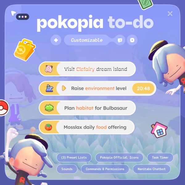 Pokopia To-Do List ⟢ Daily, Goals and Manual lists 