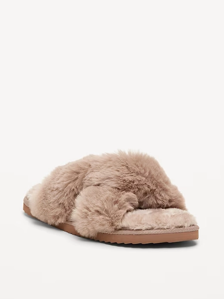 Faux-Fur Twist Slippers