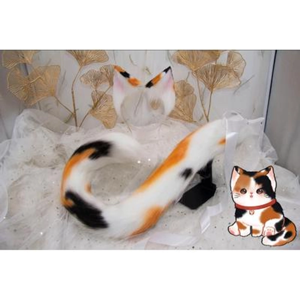 Cosplay Calico Cat Ears and Tail