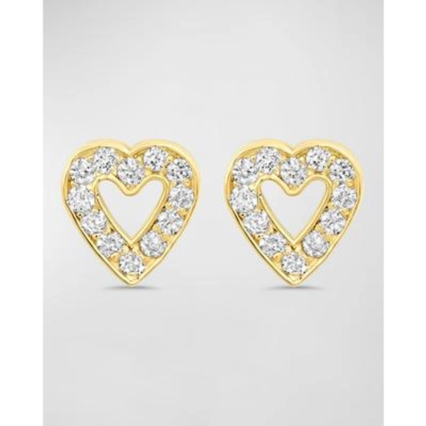 Mini Diamond Open Heart Stud Earrings