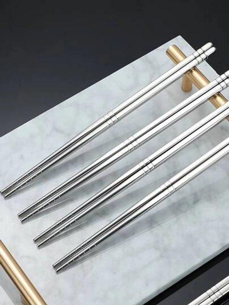 1pc/4pcs Stainless Steel Non-Slip Chopsticks ,Kitchen,Christmas Gift