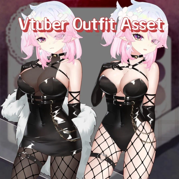 Live2d Vtuber Outfit Asset | Black Leather - Etsy