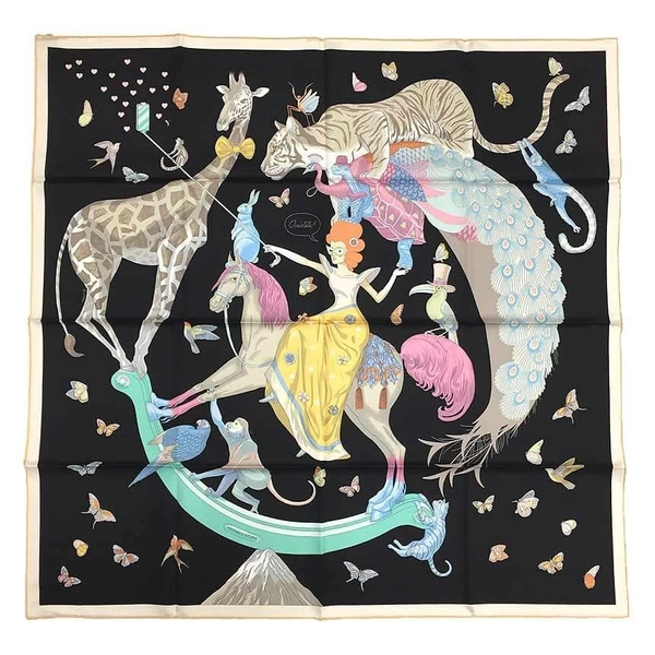 Hermès Kale90 Silk Scarf Black 90cm Unused