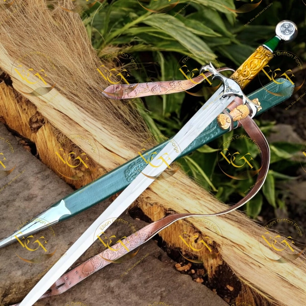 Handmade Jian Crow Savage Beard Sword | Viking Heron-Marked Blade