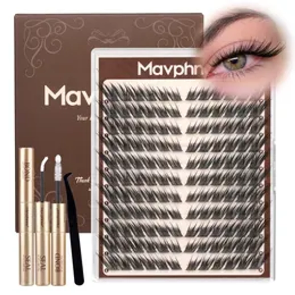 Mavphnee Cosmetic Fox Eye Lash Clusters Kit - J Curl, Pre-Mapped, 9-16MM Individual Lashes, Lightweight Salon-Quality Siren Eye Extensions, Easy-to-Apply DIY Kit for Adults (Date Night, Travel)