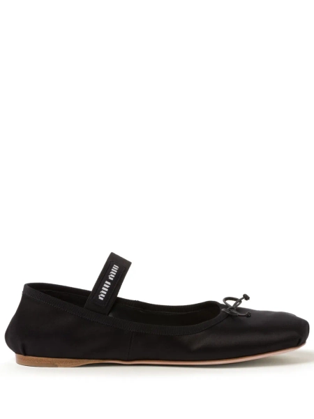 Miu Miu logo-strap ballerina shoes - Black 39.5
