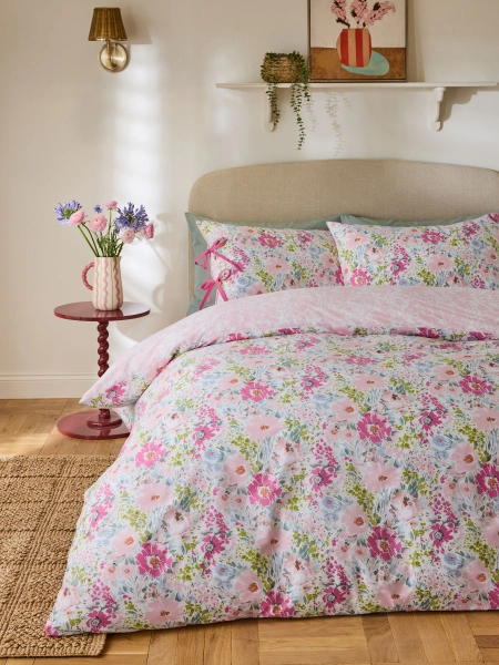 Multi Floral Reversible Duvet Cover and Pillowcase Set