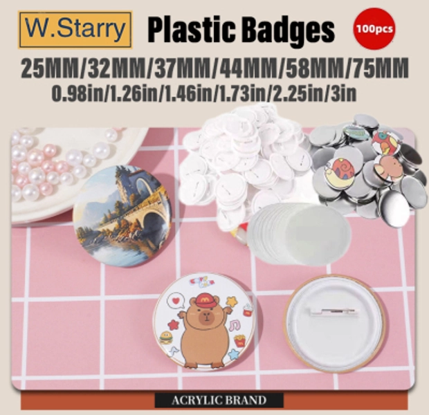 44mm safety pin plastic button badge blank material button badge parts