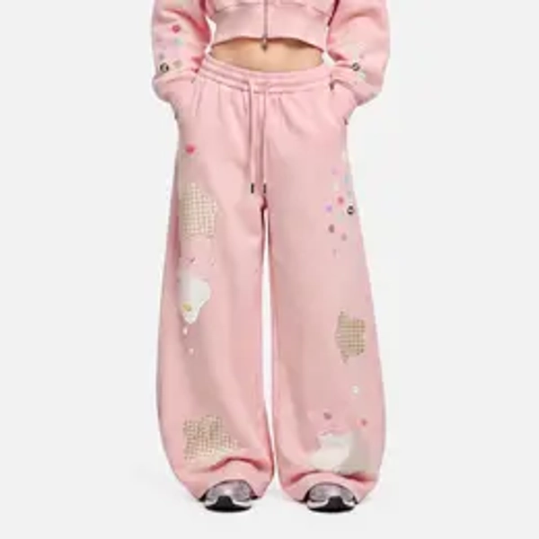 Aelfric Eden Star Patch Baggy Barrel Sweatpants High Waist Balloon Barrel Silhouette Star Patchwork & Button Detail Drawstring Elastic Waist Soft Fabric Sweet Girl Streetwear Unisex Bottoms,back to school shopping,sohochic
