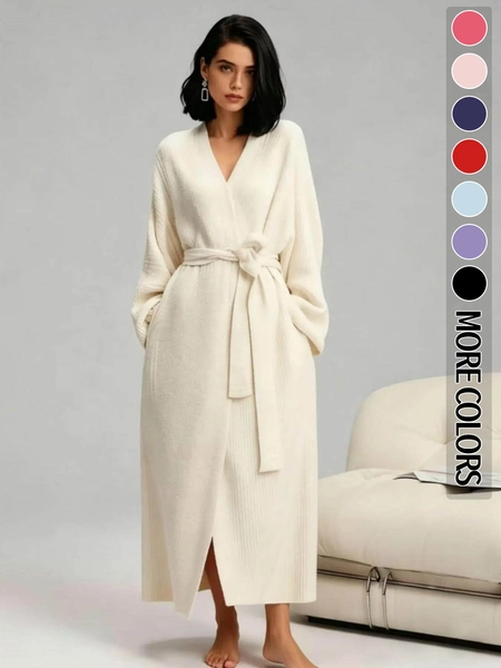 【COZY Soft Plush Feel】Women's Double-Sided Fleece Robe|Thickened Long Plush Casual Loungewear|Warm Flannel Pajamas for Fall & Winter|Soft, Cozy, and Wearable Indoors & Outdoors
