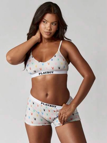 Missguided x Playboy Bralette and Shorts Set