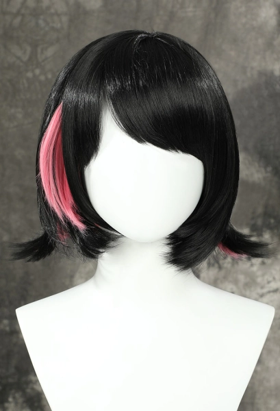 Zenless Zone Zero Ellen Joe Cosplay Wig Shark Girl Short Straight Black Pink Shoulder Length Wig