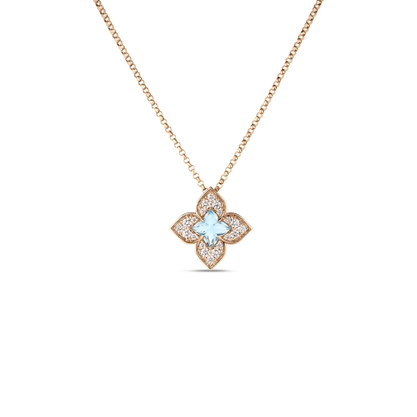 VENETIAN PRINCESS CARNIVAL PAVÉ DIAMOND AND GEMSTONE FLOWER NECKLACE | Roberto Coin