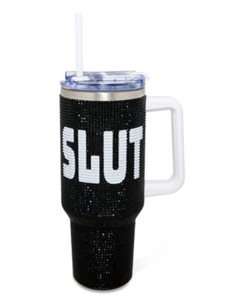 Slut Rhinestone Travel Tumbler with Straw - 40 oz. - Spencer's
