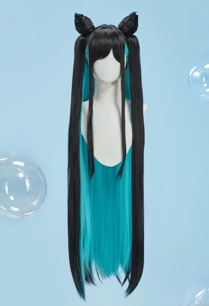 Goddess of Victory: Nikke Little Mermaid Siren Cosplay Black and Green Long Wig