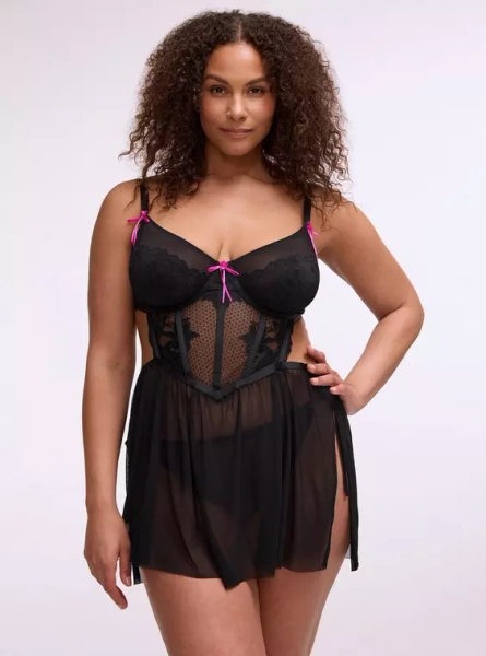 Romantic Underwire Lace & Mesh Slip 6X