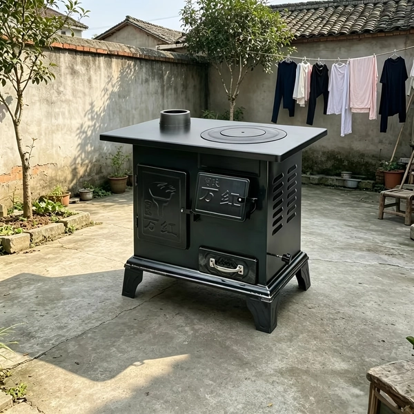 Winter Indoor Low-Smoke Wood Fire Heating Cooking Stove Thick-Walled Coal And Charcoal Dual-Use Carbon Furnace Oven Heating Stove Energy-Saving Roasting Fireplace