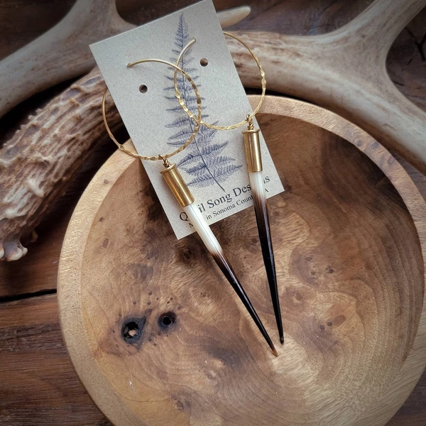 Yellowstone Bullet Hoops, African Porcupine Quill, Hammered Brass Hoop Earrings, Animal Southwestern Western Festival, Birthday Gift for Her - Etsy Canada