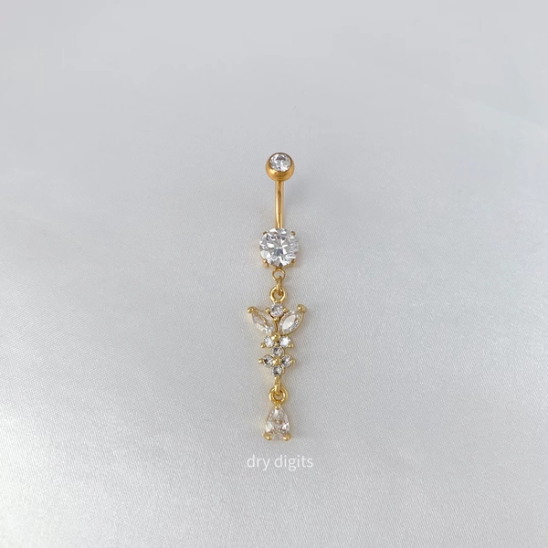 Butterfly Belly Button Rings, 14G Gold Belly Ring, Dainty Belly Ring, Titanium Belly Ring - Etsy