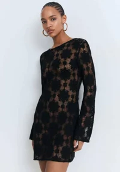 SHORT - Strickkleid - black