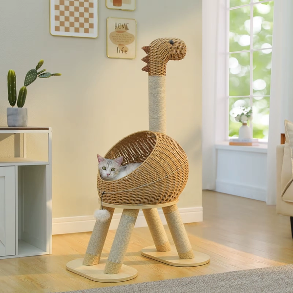 Dinosaurus Krabpaal Toren met Sisal Krabpaal Grote Rotan Kat Condo voor Binnen Rieten Kat Bed met Afneembare Mat Kat Speelgoed - AliExpress