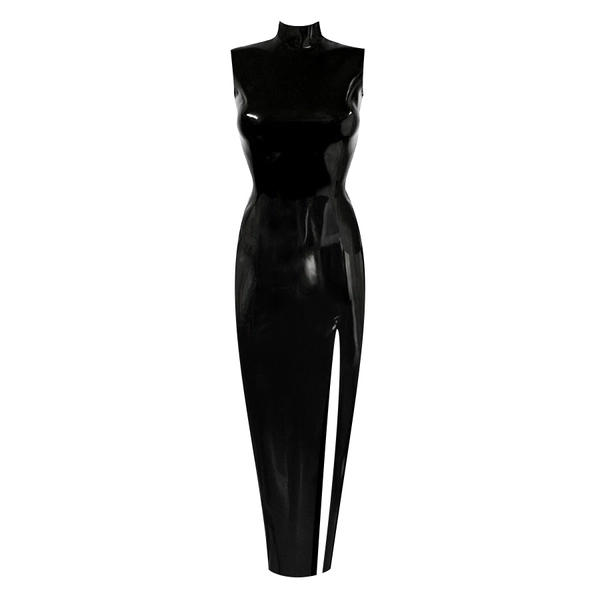 Latex Sleeveless Joy Evening Dress in supatex black