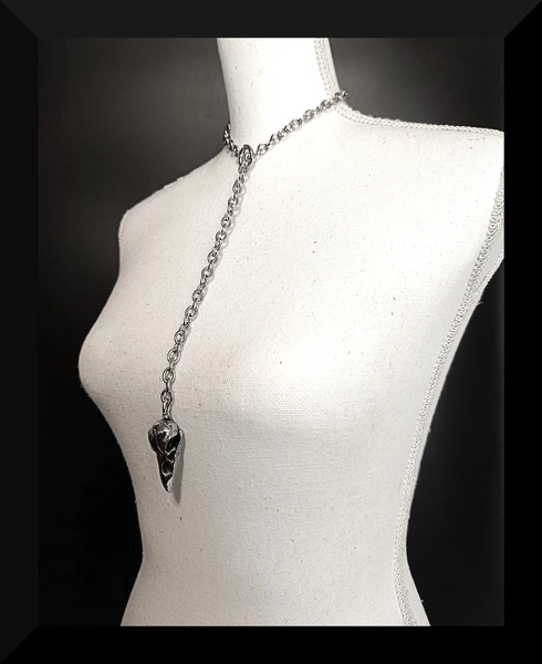 Slip Chain in Stainless Steel With Crow Skull and Open O-ring - Etsy UK