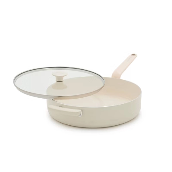 5qt Ceramic Nonstick Saute Pan with Lid Cream