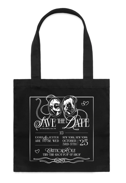CRITICAL ROLE SAVE-THE-DATE TOTE BAG ~ FJORD & JESTER WEDDING ~ POP UP SHOP