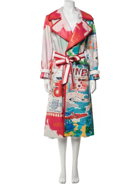 Graphic Print Trench Coat