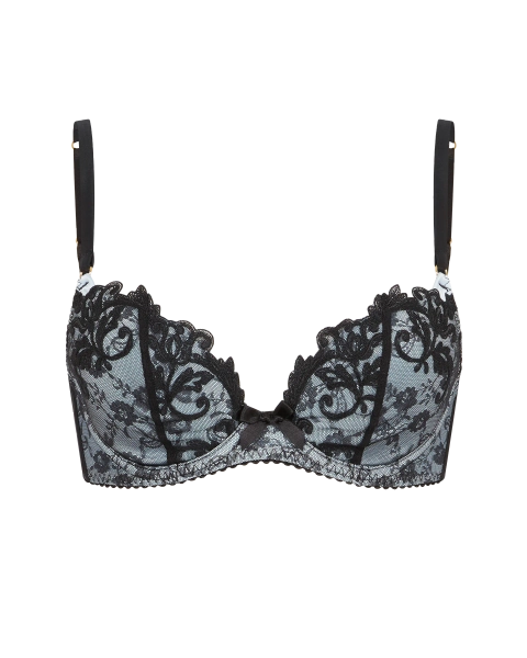 Clarette Plunge Underwired Bra in Blue/Black | By Agent Provocateur