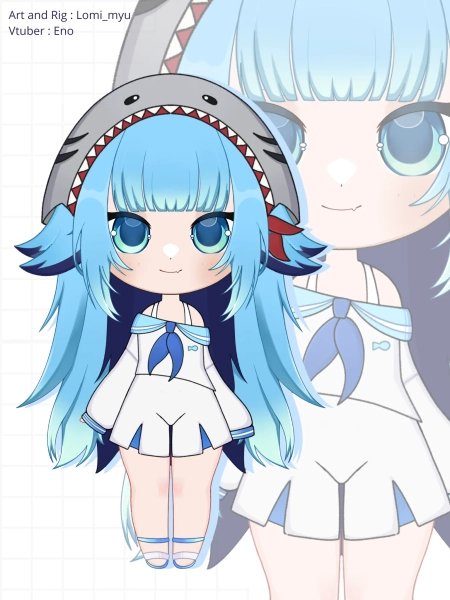 Semi chibi vtuber model art + rig by Lomi (@Lomi_myu)