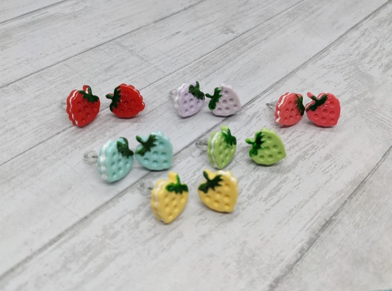 Strawberry Cake Stud Earrings - Etsy
