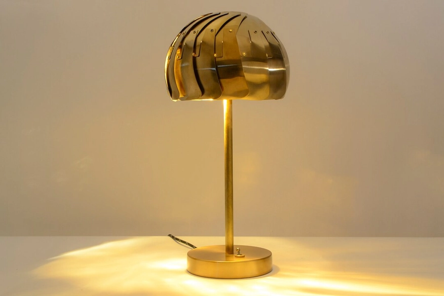 Modern Brass Iris Table Lamp: Adjustable Shade, Unique Lighting - Etsy