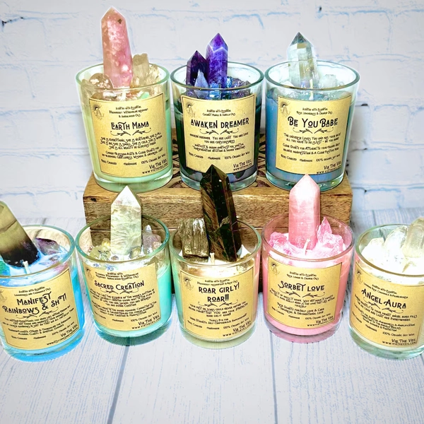Reiki Charged Crystal Candles: Healing Candle, Intention Gifts, Natural Crystal Energy, Manifestation Gift - Etsy