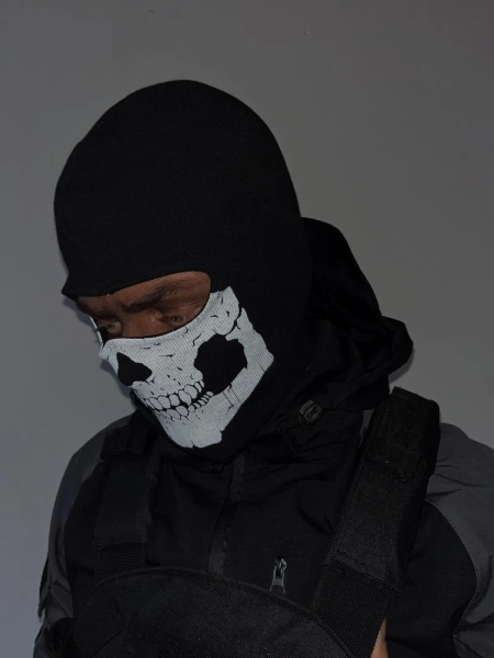 Classic Ghost Balaclava – Tactical Balaclava & Earmuffs Headset | COD Ghosts Operator Mask for Airsoft, Cosplay, Outdoor Gear