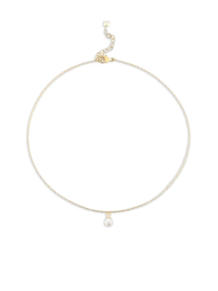Mateo 14K yellow gold single pearl drop chain anklet | One Size
