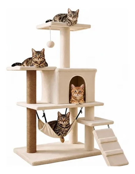Rascador Para Gatos Gimnasio Mueble Arbol Torre Hamaca