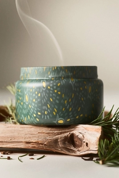 Capri Blue Woody Fir & Firewood Tin Candle