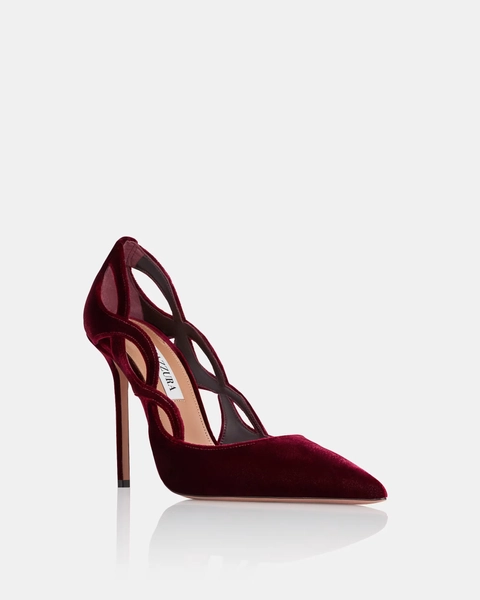 Contour Pump 105 | Burgundy velvet pumps | Aquazzura