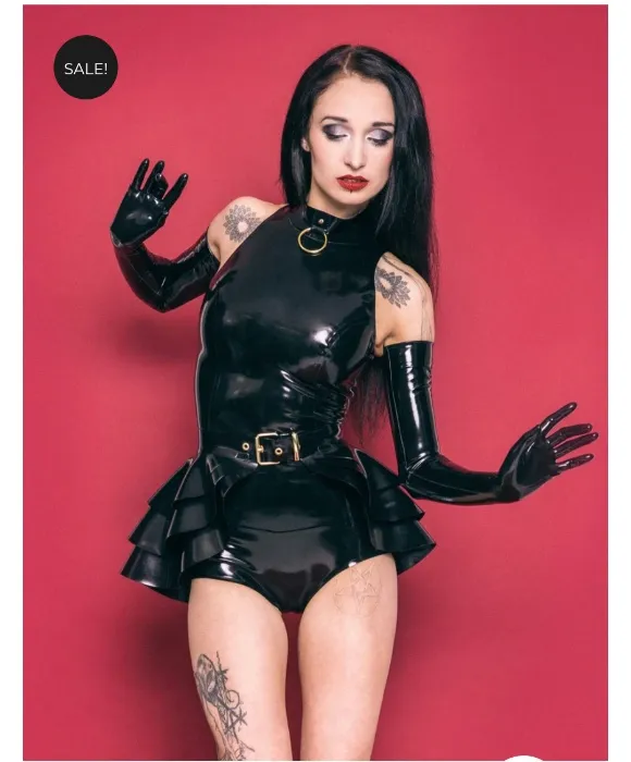 Latex Three Layer Belted Peplum