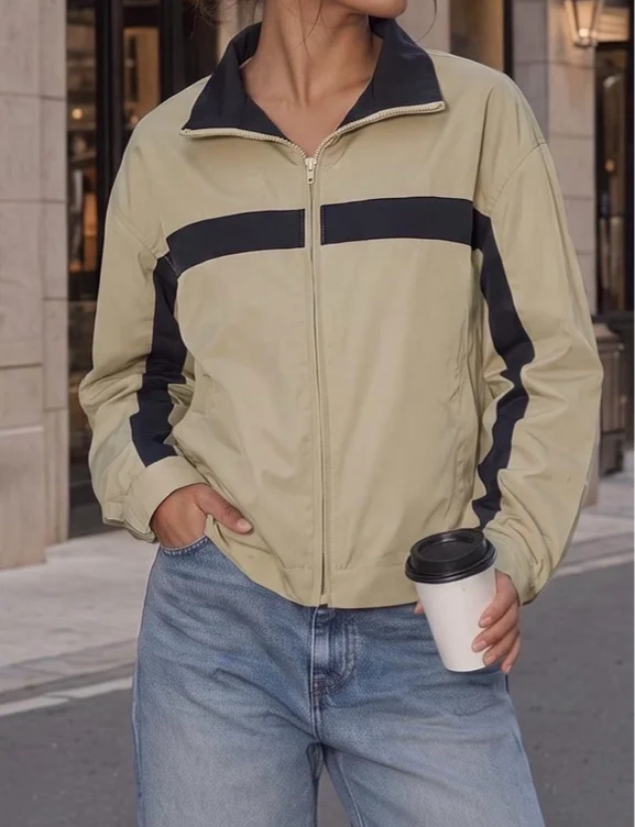 Cropped lightweight bomber zip up 