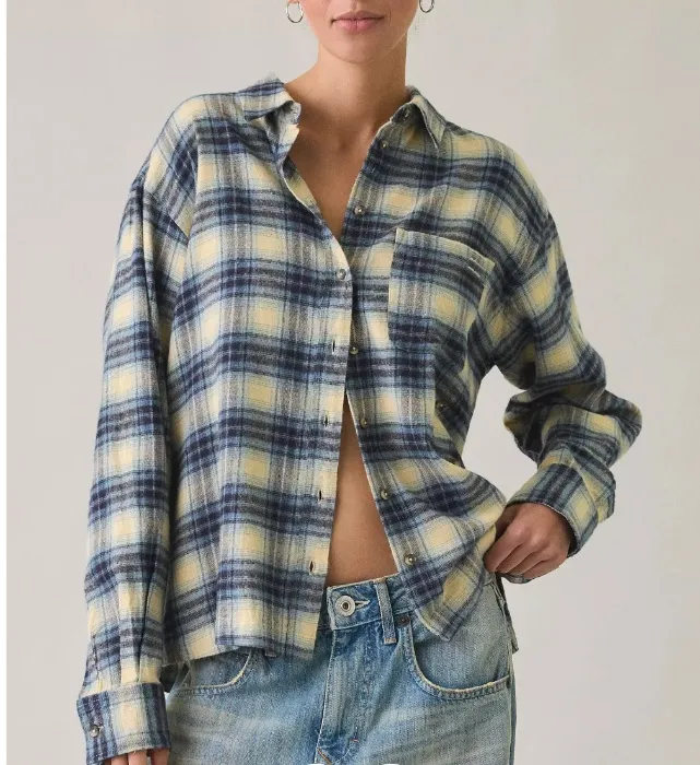 Oversized Flannel Button-Down Shirt
