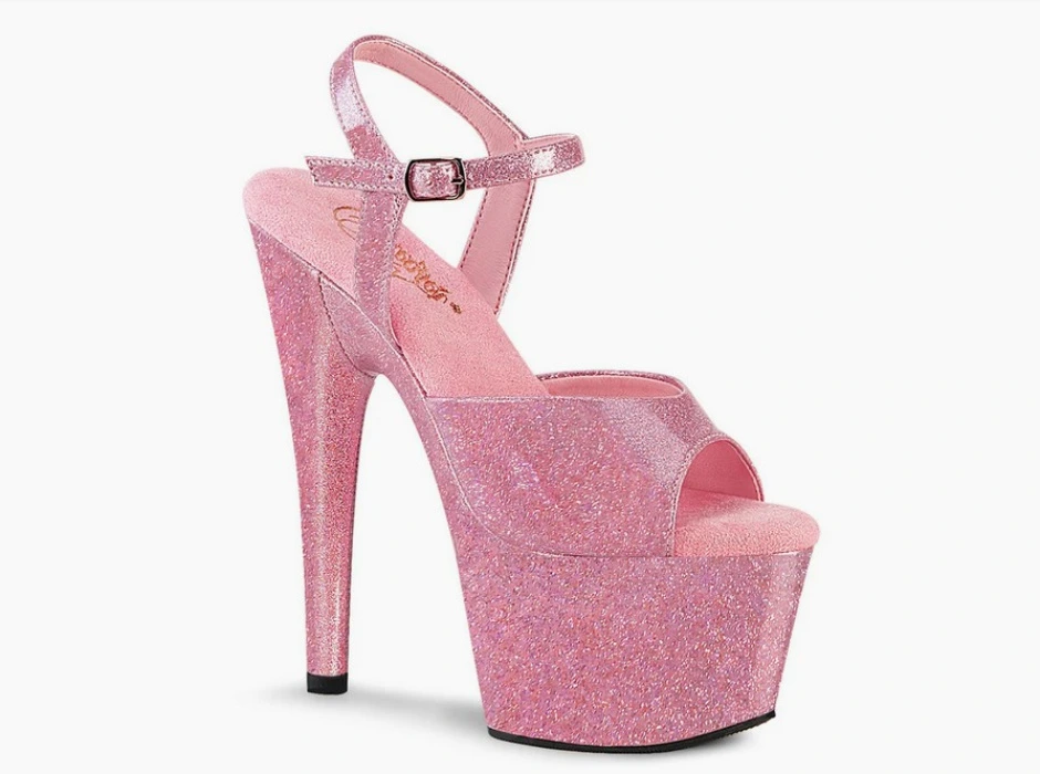 Pleaser Pink Glitter Platform Sandals